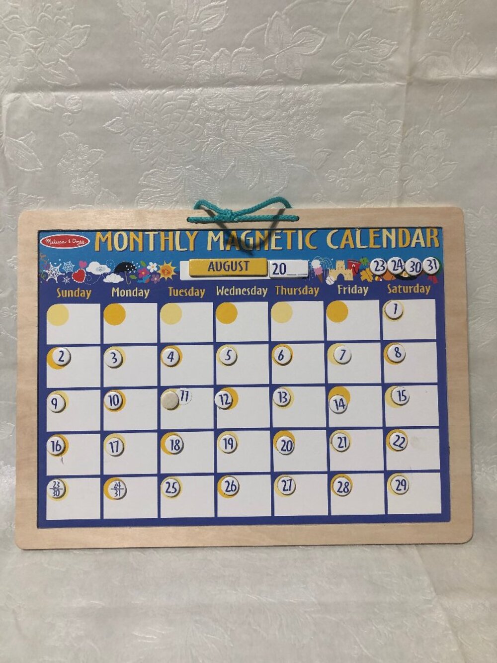 Melissa & Doug Monthly Magnetic Calendar Wooden Educational Toy‎ w/Magnets